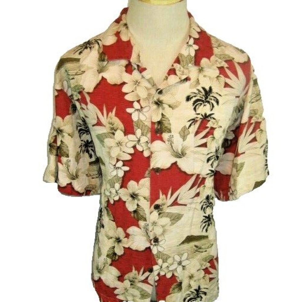 Mens Bermuda Bay Silk Floral Aloha Hawaiian Island Casual Shirt sz XL